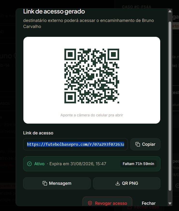 QR Code e link de acesso ao encaminhamento, com prazo de expiração de 72h